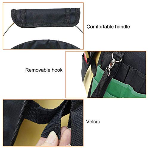 Green Gardening Tools Organizer 5 Gallon Bucket Tools Kit Storage Organizer with Handle, Garden 42 Pockets Tools Management Bucket Bag Trays, Insert Bucket Boss Tools Organizer (Tools Excluded), Black, 17.91 inch x 11.81 inch - view 6