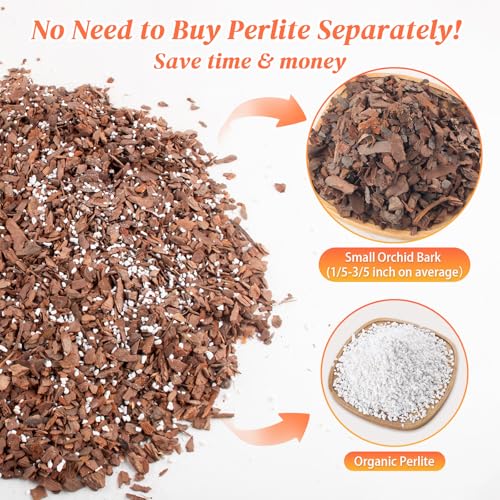 Orchid Bark Potting Mix - 9QT Natural Orchid Potting Mix for Repotting, Blended with Small Pine Bark and Perlite to Provide Ideal Ventilation and Good Drainage for Orchids and Other Potted Plants - view 2