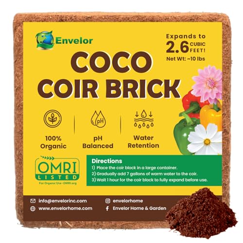 Organic Coco Coir Brick 10 lb Coconut Fiber Indoor Plant Soil