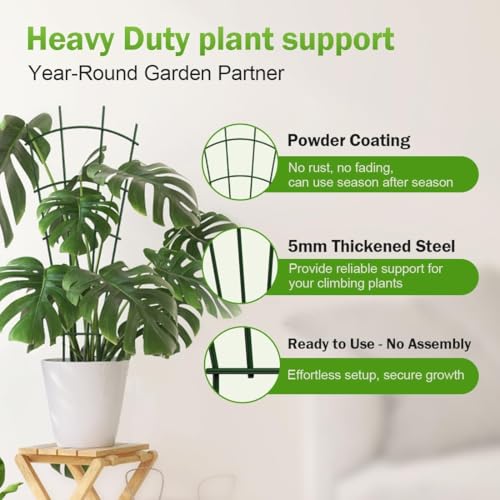 4-Pack Metal Trellis for Potted Plants, 32" Heavy Duty Garden Trellis for Climbing Plants, Rustproof Powder Coated Indoor/Outdoor Trellis for Climbing Vines, Flowers, Houseplants - view 4