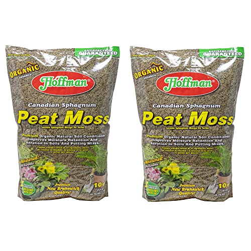 Canadian Sphagnum Peat Moss Soil Conditioner to Improve Moisture Retention and Aeration, 10qt Bag, Pack of 2