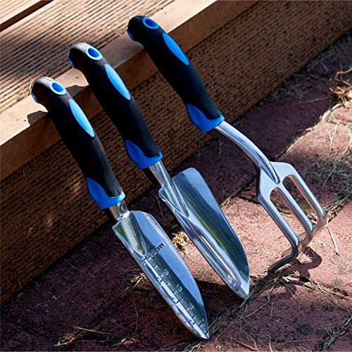 3 Piece Cast Aluminum Gardening Hand Tool Set， Blue - view 6