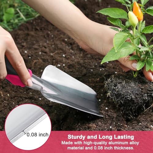 Garden Tools Set, 3 Pack Garden Shovel, Transplant Trowel and Hand Rake Red - view 4