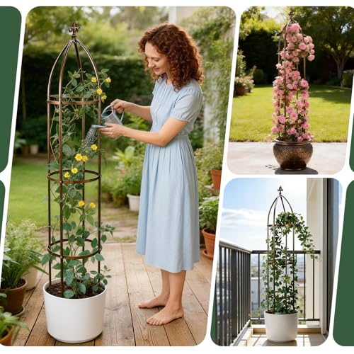 6.3FT, 100% Metal Thickened Garden Obelisk Trellis for Climbing Plants - view 6