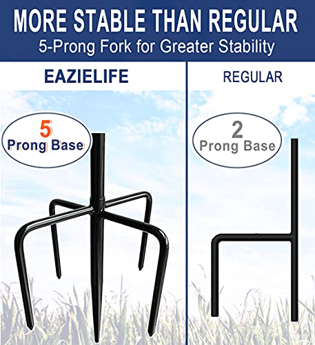 Shepherds Hook for Outdoor Bird Feeders Pole 92 Inch Tall, Adjustable Heavy Duty Garden Hanger Stake Pole with 5 Prong Base, Shiny Black (2 Packs) - view 2