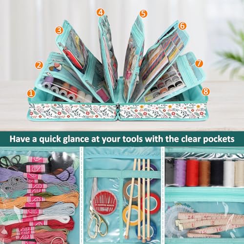 Sewing and Craft Supplies Storage Tote Bag with Clear Pockets - view 2