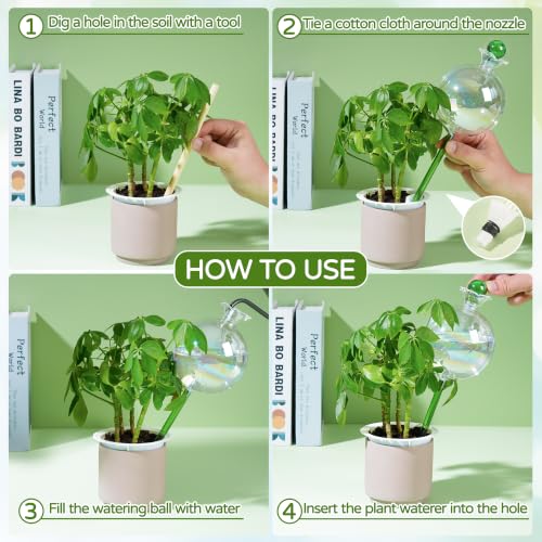 17 oz 2 Weeks Extra Large Plant Watering Globes, Iridescent Glass Self Watering Globes, Self Watering Planter Insert, Automatic Watering Bulbs for Daily or Vacation Use (4 Pack) - view 4