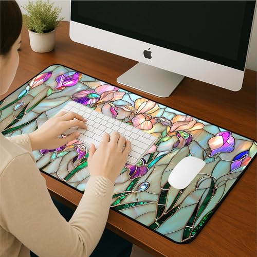 Colorful Flower Desk Mat Mouse Pad XXL, Plant Extended Large Game Mouse Pads, Desktop Mat Computer Laptop Keyboard Mat, Women's Desk Protector Mat,Desk Matt Office 31.5"X15.7" - view 7