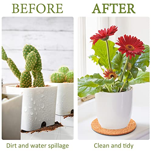 4-Pack Cork Plant Mats, Round Cork Coasters for Garden Pots and DIY Crafts, 4 Inch and 6 Inch Set, Water-Resistant Pot Saucers - view 4