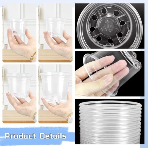 40 Pack 5/4/3/2.75 Inch Clear Nursery Pots with 40 Plant Labels, Clear Plant Pots with Drainage Hole Plastic Transparent Variety Pack Garden Flower Seedling Pot Small Planter Containers - view 3