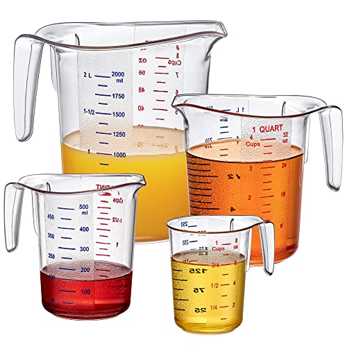Melissa - Plastic Measuring Cups (4-Piece Set), Food-Grade Measuring Jugs, 1/2/4/8-Cup Capacity, Unbreakable, Stackable, Dishwasher-Safe, Great for Oil, Vinegar, Flour, and More