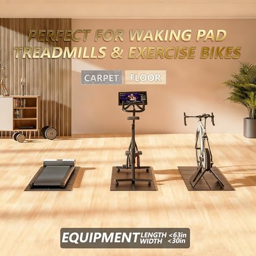 63"x30" Walking Pad Mat for Carpet Floors,Under Bike Treadmill Mat for Hardwood Floor Protection,0.24" Thick Exercise Equipment Matt Compatible with Peloton Matt Stationary Exercise Bike Trainer Pad - view 5