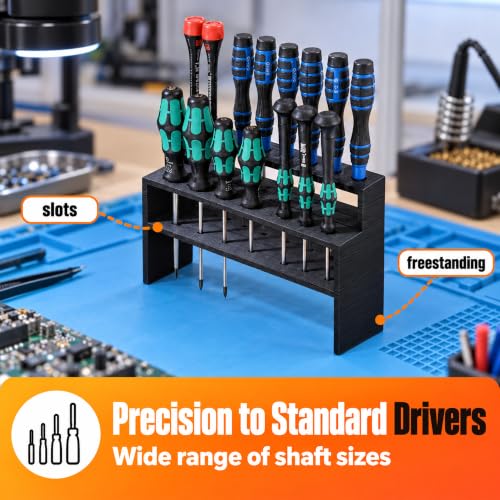 Universal Screwdriver Stand for Hand Tool Organization – Freestanding Holder with Friction Fit Grip | Keeps Workbench Tidy | Multi-Slot Storage Rack for Garage Workshop - view 4