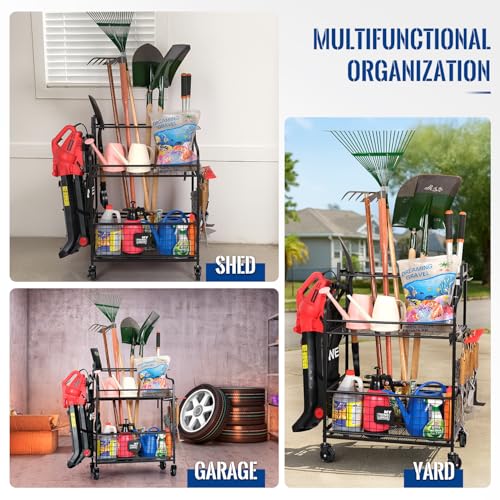 Rolling Garden Tool Organizer for Garage, Yard and Lawn Tools - view 2