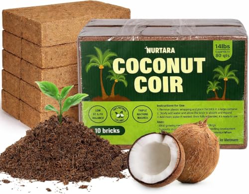 Coconut Coir Bricks, 10 Pack, 14lbs Coco Peat for Plants & Reptiles