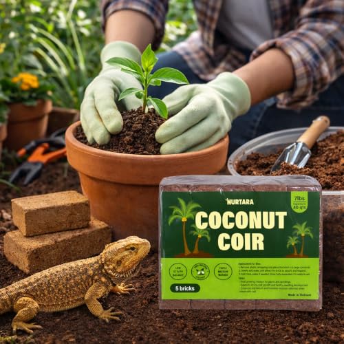 Coconut Coir Bricks, 5 Pack, 7lbs Coco Peat for Plants and Reptiles - view 2