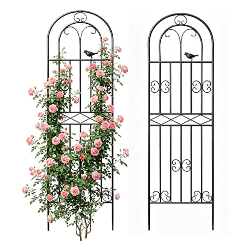 2 Pack 86.6" x19.7 Metal Gardon Trellis for Climbing Plants Outdoor, Black