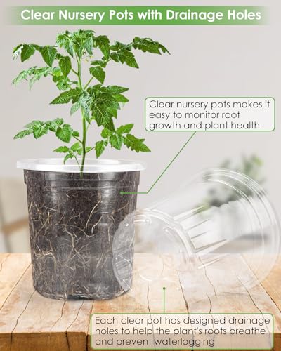 40Pack 6.5/5/4/3.5 Inch Reinforced Clear Nursery Pots with Drainage Holes, Variety Pack Thickened Plastic Plant Pots with 20 Plant Labels for Indoor Outdoor Flower Seed Starter - view 4