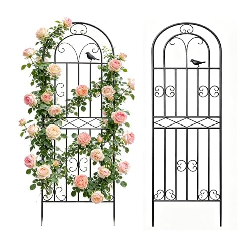 2 Pack 47.2"x19.7" Metal Gardon Trellis for Climbing Plants Outdoor, Black