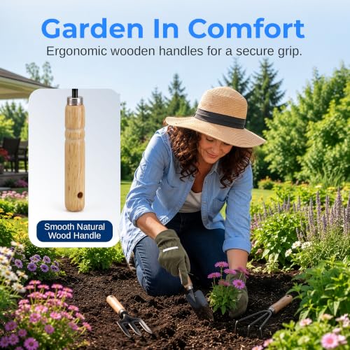 8-Piece Garden Tool Set with Carry Bag, Includes Shovel, Trowel, Rake & Hand Tools for All Gardening Tasks, Heavy Duty Lightweight Design 2.2 lb – Perfect for Men, Women & Gardening Gifts - view 5