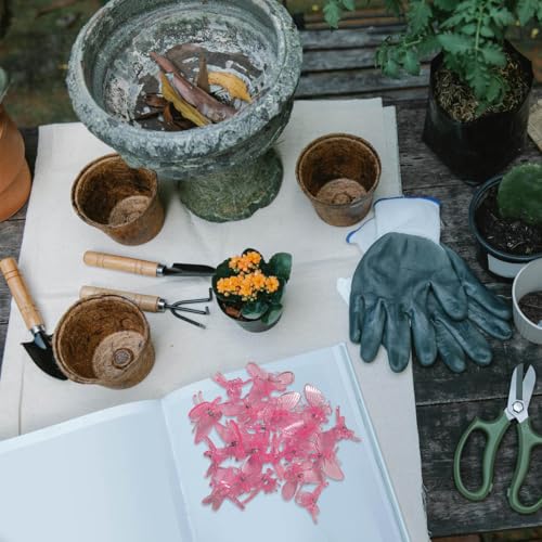 20pcs Butterfly Plant Orchid Clips,Garden Transparent Plant Support Clip for Orchid Support Fixed Vine(Pink) - view 7