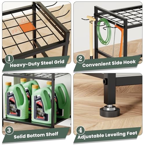 Garden Tool Organizer with Feet Up to 35 Long-Handled Tools Black - view 4