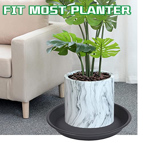 Plant Saucer 14 Inch, 3 Pack Drip Trays for Flower Pot, Heavy Duty Drainage Tray for Indoors No Holes, Plastic Plant Plate Water Catcher for Planter Base Black - view 7