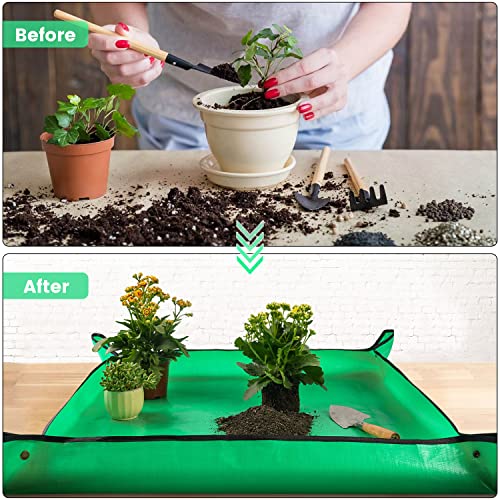 Repotting Mat for Indoor Plant Transplanting Control Mess, 26.8"X26.8" Waterproof Succulent Potting Mat Square Planting Tray Soil Change Mat Gardening Gifts for Plant Lovers - view 2