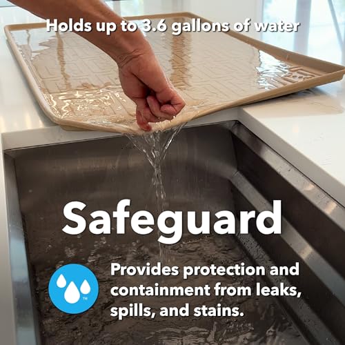 Waterproof Undersink Mat (Grey 34" 1/4 x 22 1/4) 36 inch Cabinet Base Liner for Kitchen & Laundry Cabinets Catches Leaks Prevents Damage Flexible Sink Driptray - view 4