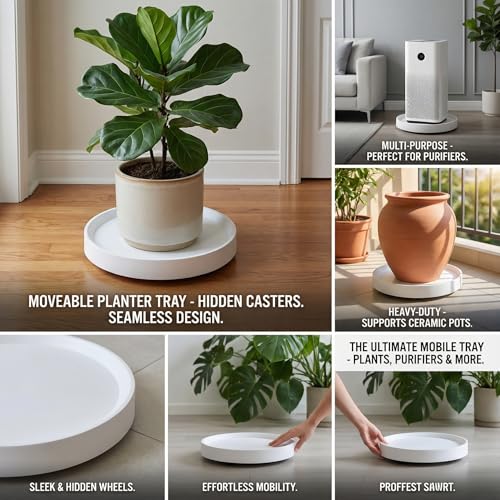 10" Plant Caddy with Hidden Wheels,2Pack White - view 4