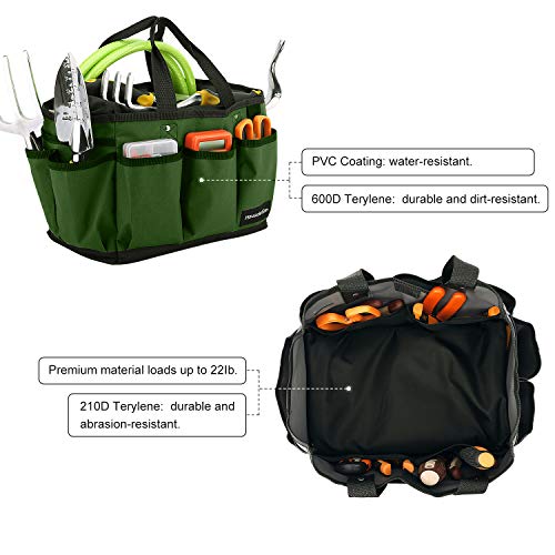 14 Inch Gardening Tote Bag, Garden Tool Storage Bag, Dark Green - view 4