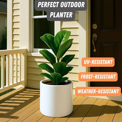 Large Planter for Indoor or Outdoor, White Glossy, 10 Inch - view 5