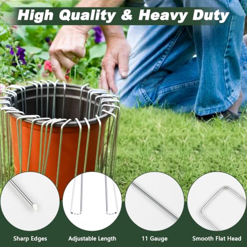 Landscape Staples 6 Inch 50 Pack, Galvanized Garden Stakes - view 3