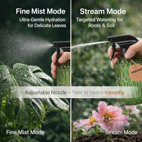 2 Pack Small Watering Can for Indoor Plants, 20 oz Metal Plant Watering Can with Long Spout for House Plants, 13.5 oz Glass Plant Mister Spray Bottle for Bonsai Garden Flowers Decorative - view 5