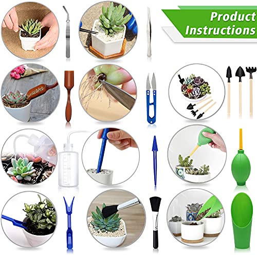 Succulent Tools, Mini Garden Tool Set, Transplanting Tools Set, Succulent Care kit for Succulent Miniature Gardening Plant, Multi, 13 Pcs - view 3