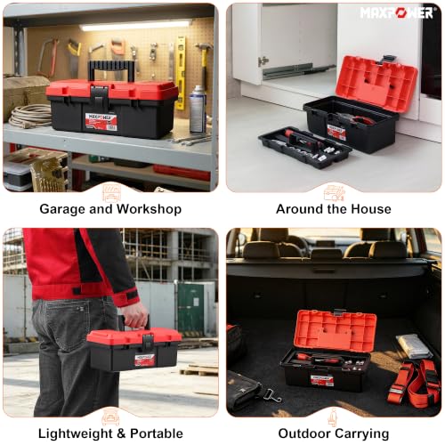 12-inch Small Plastic Tool Box, Lockable, Removable Tray - view 2
