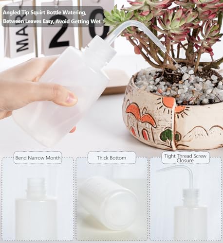 Tattoo Wash Bottle Squeeze, 2Pcs 250ml Water Squirt Bottle Succulent Watering, Safety Rinse Watering Tools, Tattoo Supplies, Irrigation Sprinkling Can Wash Plant (White) - view 5