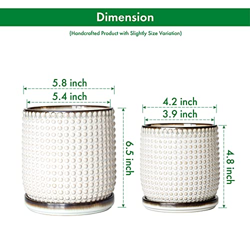 Beaded Ceramic Planter Pots, 4/6 in, Smoked White, 27-D-U-1 - view 3