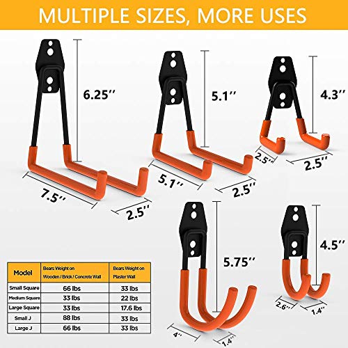 12pack Steel Garage Storage Utility Double Hooks Organizer Heavy Duty Wall Mount Tool Holder for Organizing Power Tools Ladders Bulk Items - view 2