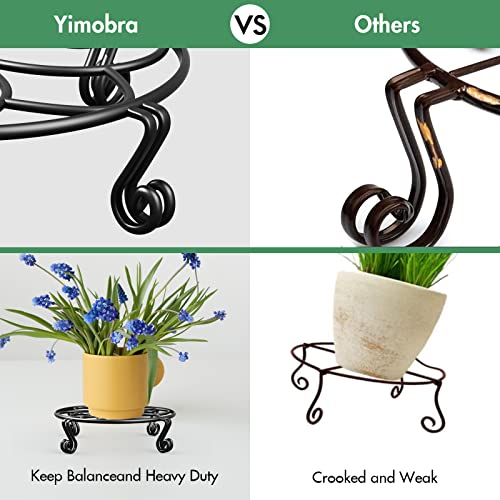 Original Patented Plant Stand for Flower Pot Heavy Duty Potted Holder Indoor Outdoor, Metal Rustproof Iron Garden Container Round Supports Rack for Planter, Black, 11.8 Inches - view 3