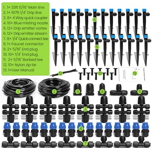 Drip Irrigation System Kit for Garden Watering, 230FT Quick Connect - view 6