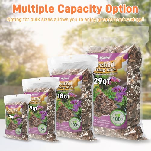 Orchid Bark Potting Mix - 9QT Natural Orchid Potting Mix for Repotting, Blended with Small Pine Bark and Perlite to Provide Ideal Ventilation and Good Drainage for Orchids and Other Potted Plants - view 5