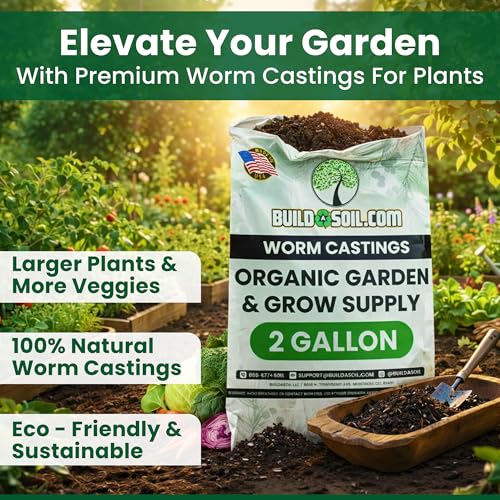 BuildASoil Worm Castings for Gardening – Premium Organic Earthworm Castings for Plants & Vermicompost Fertilizer - Indoor & Outdoor Vegetable Garden Fertilizer Raised Bed - 2 Gallons (7.57 Liters) - view 4
