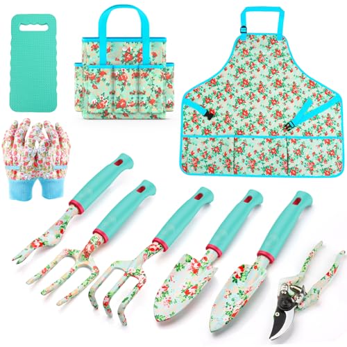 Garden Tool Set Gift for Mom,Gardening Kit Apron,Glove,Bag for Women