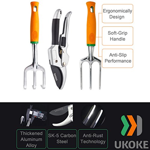 Garden Tool Set, 12 Piece Aluminum Hand Tool Kit, Garden Canvas Apron with Storage Pocket, Outdoor Tool, Heavy Duty Gardening Work Set with Ergonomic Handle, Gardening Tools for women men - view 3