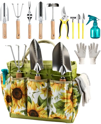 12Pcs Garden Tools Set, Heavy Duty Gardening Kit with Organizer Bag, for Digging, Weeding, Transplanting, Pruning Ideal Gardening Gifts