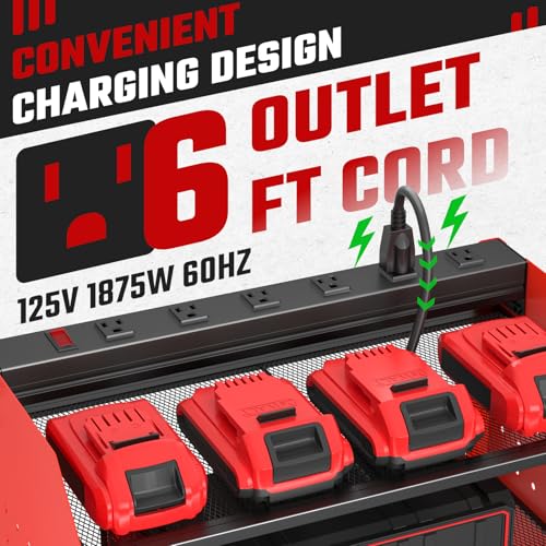 Power Tool Organizer Wall Mount 3 Layer Charging Station with 6 Outlets - view 2