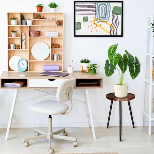 Acacia Wood Tall Plant Stand Indoor, Wooden Plant Stand Indoor Tall Plant Holder Table with Raised Edges Plant Riser for Inside Pot (12"x17") - view 2