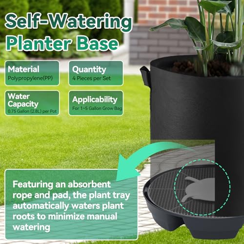 4 Pack Self Watering Fabric Pot Base with 5 Gallon Grow Bag - view 2