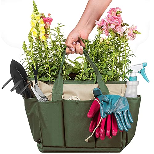 Garden Tool Bag, Garden Tote Bag With 8 Pockets, Canvas Garden Tool Storage Bags, Heavy-duty Large Organizer Bag for Garden Tool Kit, Gardening bag for women Men Indoor and Outdoor Gardening - view 3